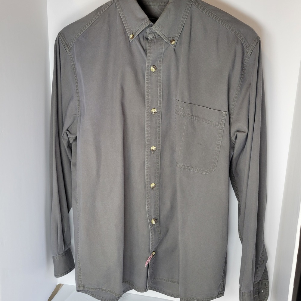Eddie Bauer Mens Small Gray Long Sleeve Button Down Cotton Outdoor Shirt